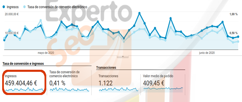 Casos de éxito de posicionamiento SEO en Google de una tienda se muestra la ganacia